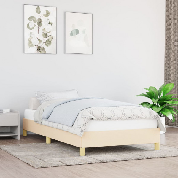 Estructura de cama de tela color crema 90x200 cm D