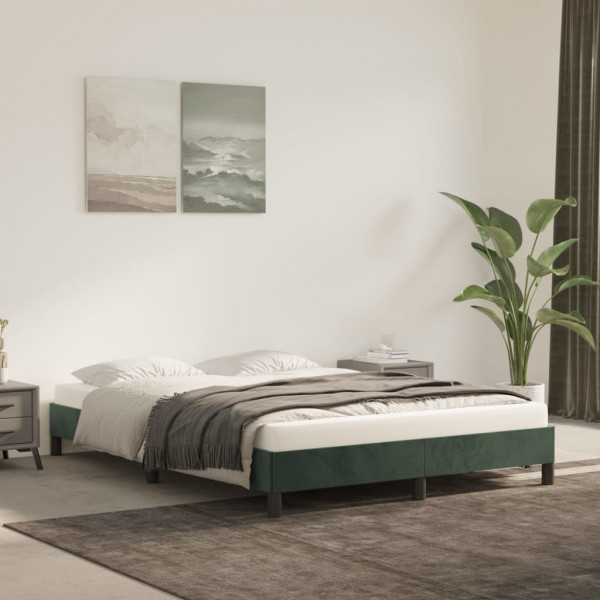 Estructura de cama de terciopelo verde 140x190 cm D