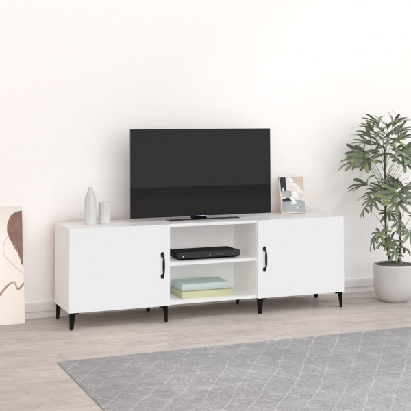 Móveis de televisão de madeira de engenharia branca 150x30x50 cm D