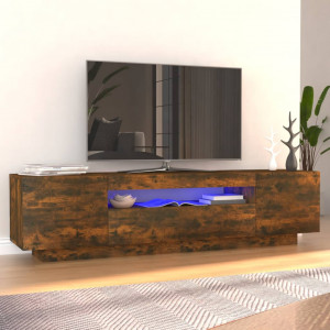Mueble de TV con luces LED color roble ahumado 160x35x40 cm D