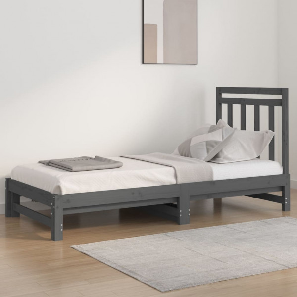 Sofá-cama removível em madeira maciça de pinho cinza 2x(90x200) cm D