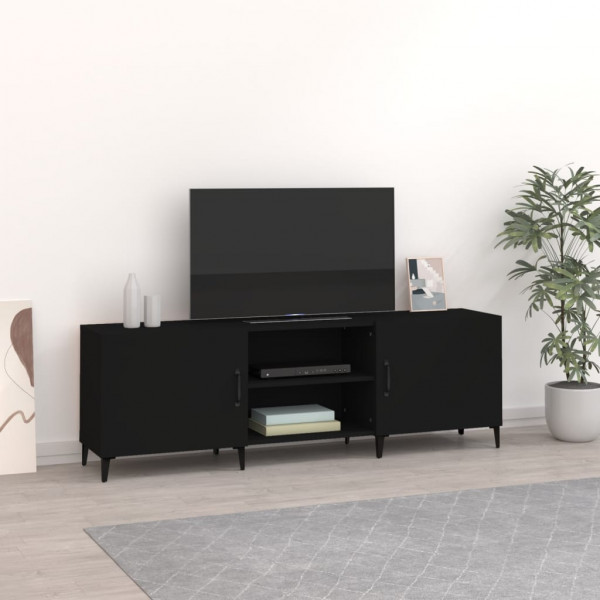 Armário de TV de madeira preta 150x30x50 cm D