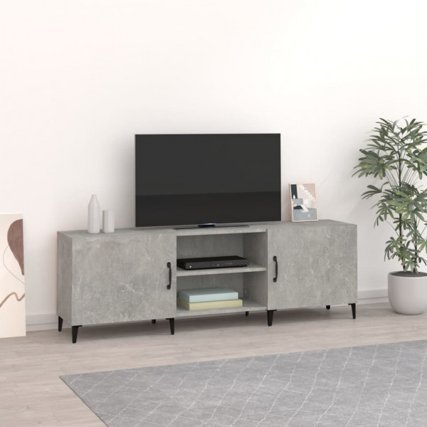 Mobiliário de TV madeira de engenharia cinza concreto 150x30x50 cm D
