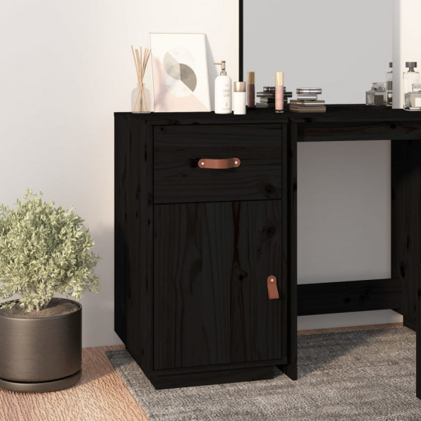 Armario de escritorio madera maciza de pino negro 40x50x75 cm D