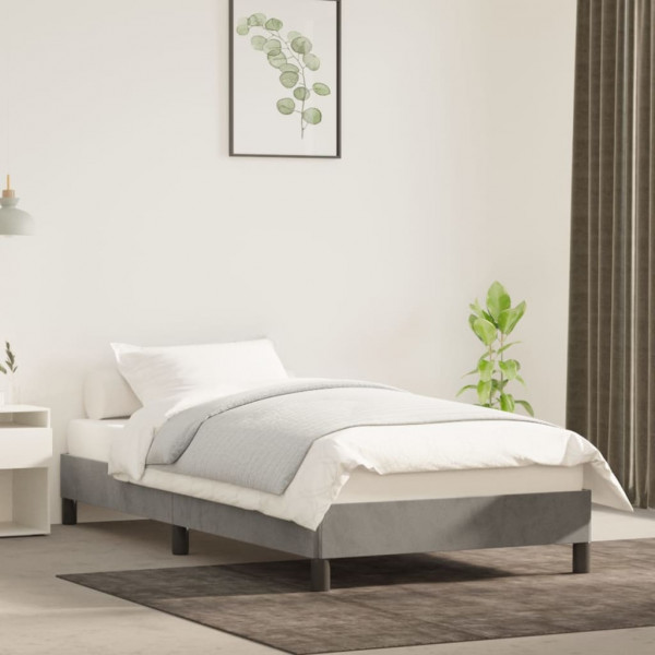 Estructura de cama de terciopelo gris claro 90x200 cm D