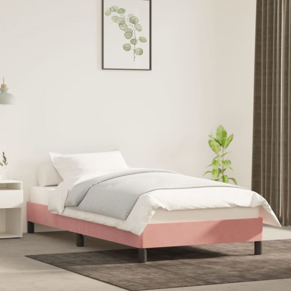Estrutura de cama de veludo rosa 100x200 cm D
