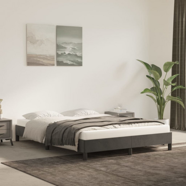 Estructura de cama de terciopelo gris oscuro 140x190 cm D