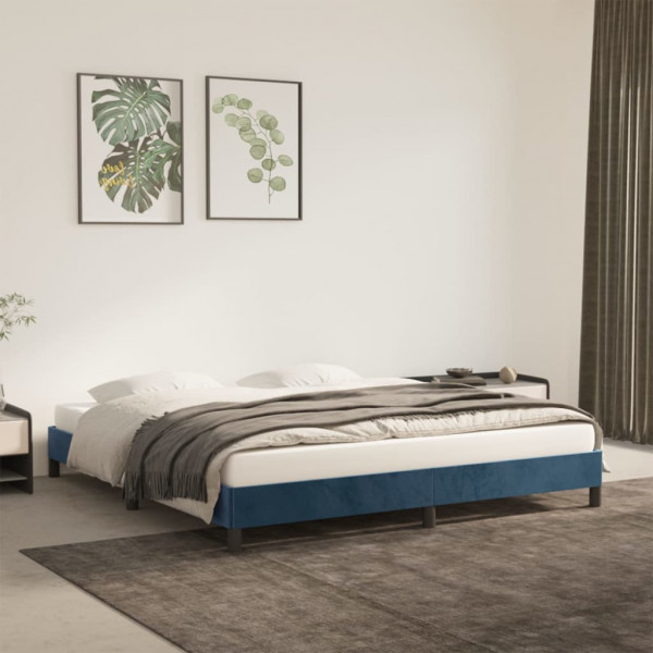 Estructura de cama de terciopelo azul 160x200 cm D