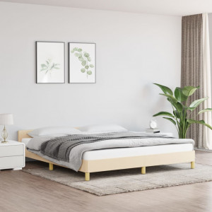 Estructura de cama con cabecero de tela color crema 180x200 cm D