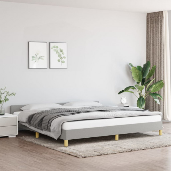 Estrutura de cama com cabeçalho de tecido cinza claro 200x200 cm D