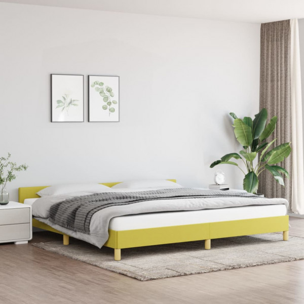 Estructura de cama con cabecero de tela verde 200x200 cm D