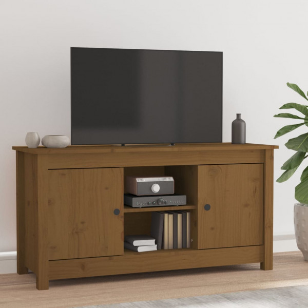 Mueble de TV madera maciza de pino marrón miel 103x36.5x52 cm D