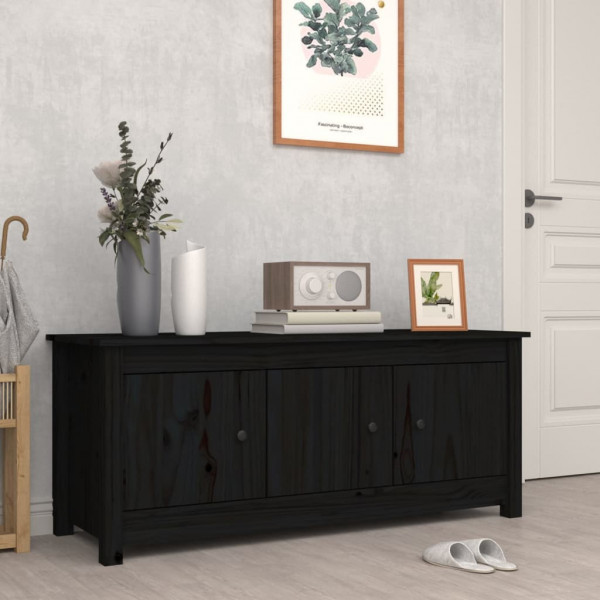 Mueble zapatero de madera maciza de pino negro 110x38x45.5 cm D