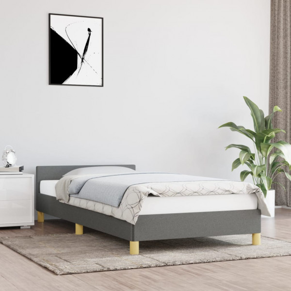 Estructura de cama con cabecero de tela gris oscuro 90x190 cm D