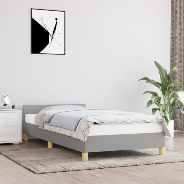 Estrutura de cama com cabeceira de tecido cinza claro 90x200 cm D