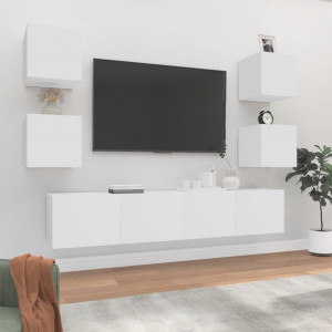 Set de muebles para TV 6 piezas madera contrachapada blanco D
