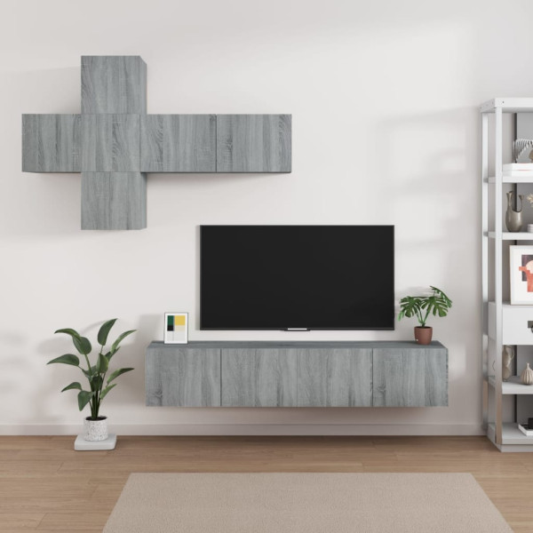 Set de muebles para TV 7 pzas madera contrachapada gris Sonoma D