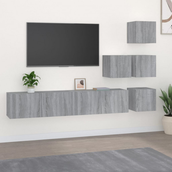 Mueble de pared para TV madera contrachapada gris sonoma D
