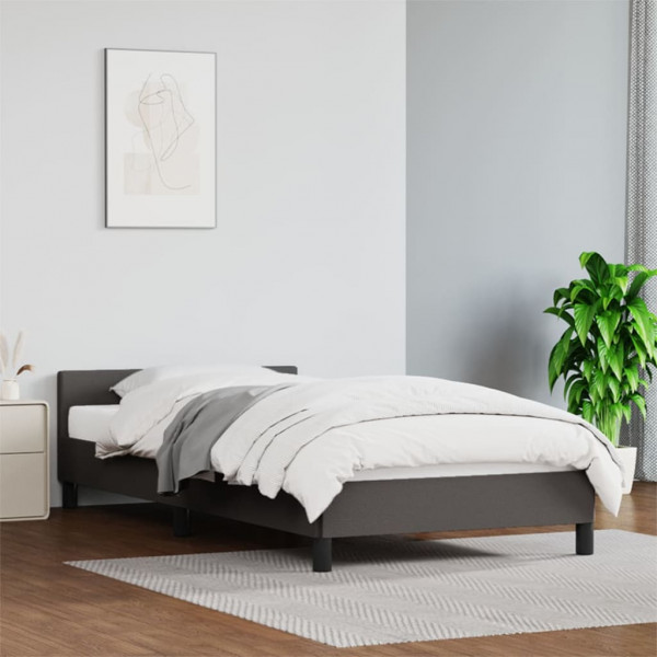 Estructura de cama con cabecero cuero sintético gris 80x200 cm D