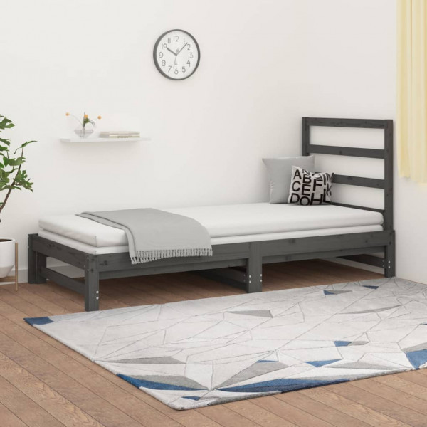 Sofá cama removível madeira maciça de pinho cinza 2x(90x200) cm D