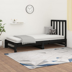 Sofá cama removível madeira maciça de pinho preto 2x(90x200) cm D