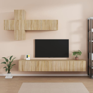 Set de muebles para TV 7 pzas madera contrachapada roble Sonoma D