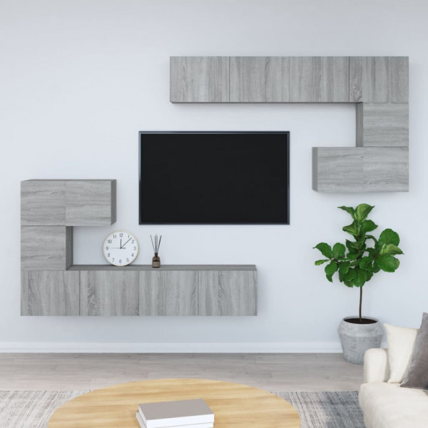 Mueble de pared para TV madera contrachapada gris sonoma D