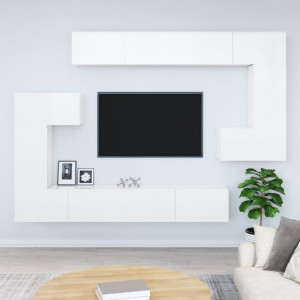 Mueble de pared para TV madera contrachapada blanco brillante D