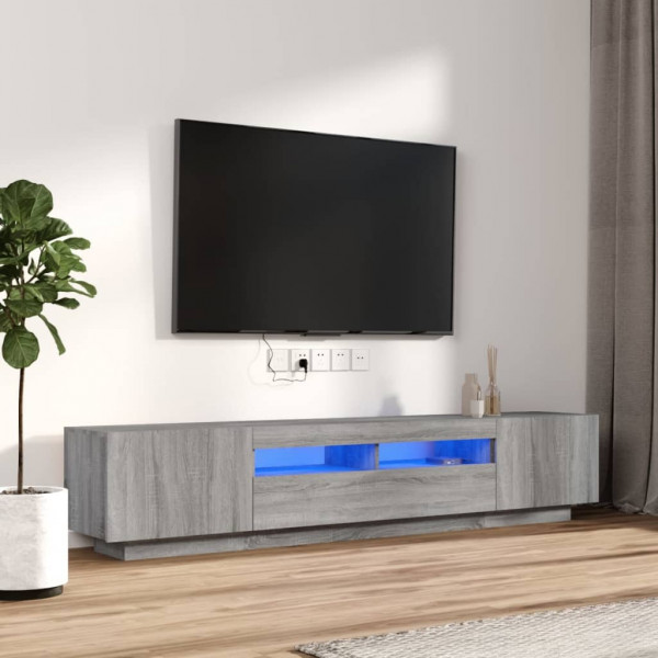 Conjunto de móveis para TV com LEDs 2 peças compensado cinza Sonoma D