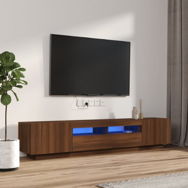 Set muebles TV con LED 2 pzas madera contrachapada roble marrón D