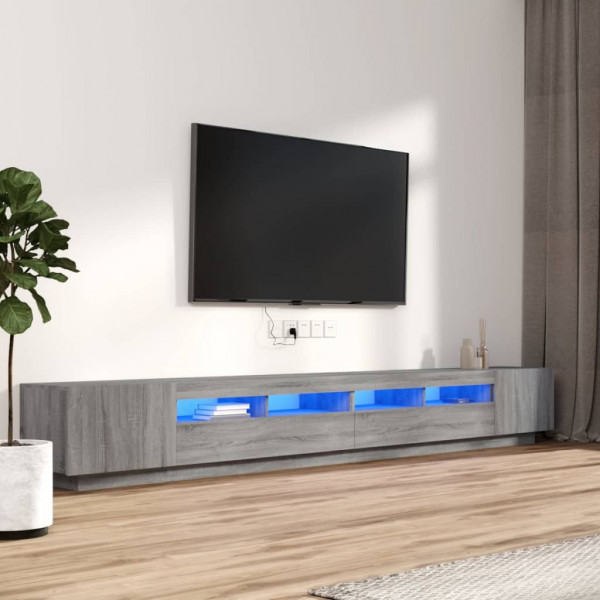 Conjunto de móveis para TV com LEDs 3 peças compensado cinza Sonoma D