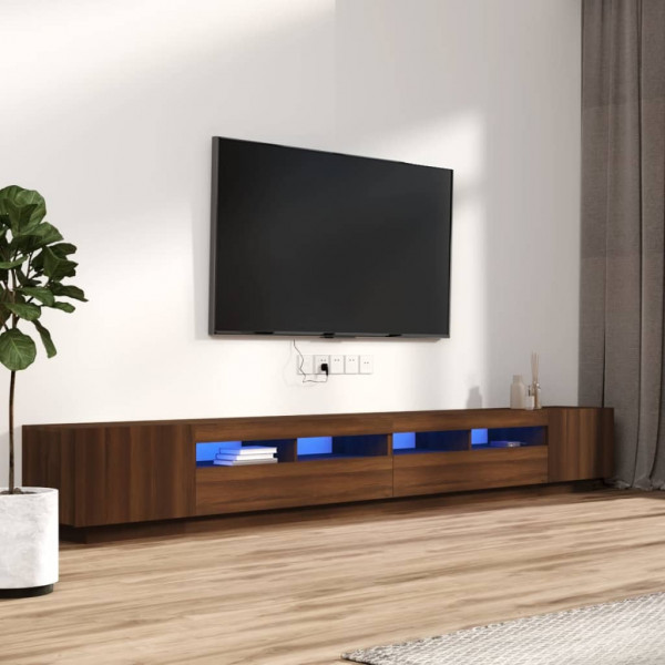 Set muebles TV con LED 3 pzas madera contrachapada roble marrón D