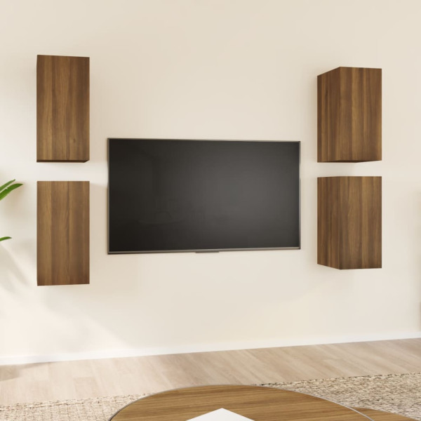 Móveis de TV 4 unidades compensado carvalho marrom 30,5x30x60cm D