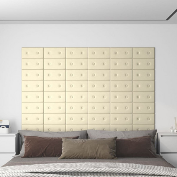 Painéis de parede 12 peças couro sintético creme 30x15 cm 0,54 m² D
