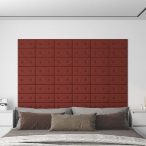 Painéis de parede 12 peças couro sintético vermelho 30x15 cm 0,54m² D