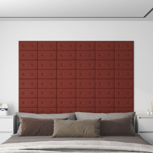 Paneles pared 12 uds cuero sintético rojo tinto 30x15 cm 0.54m² D