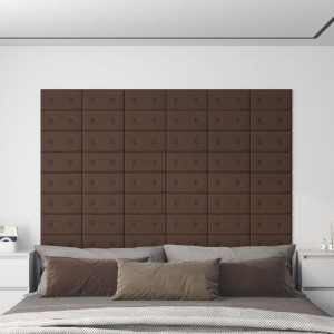Paneles de pared 12 uds cuero sintético marrón 30x15 cm 0.54 m² D