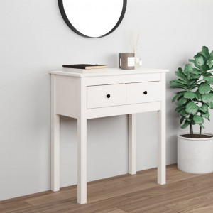 Mesa consola de madera maciza de pino blanco 70x35x75 cm D