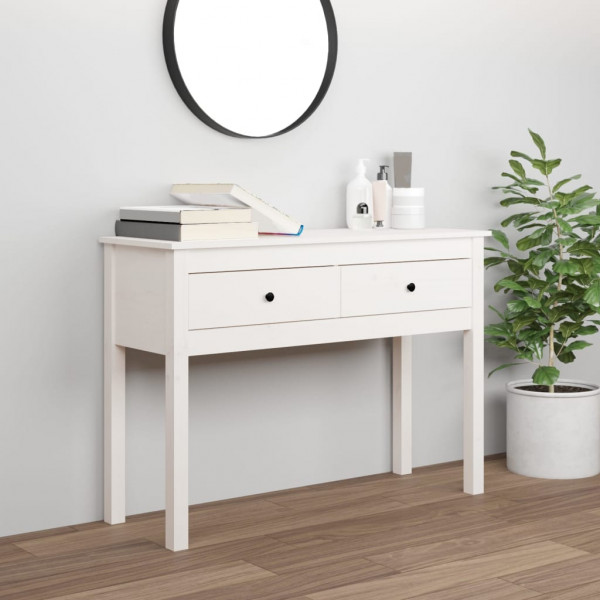 Mesa consola de madera maciza de pino blanco 100x35x75 cm D