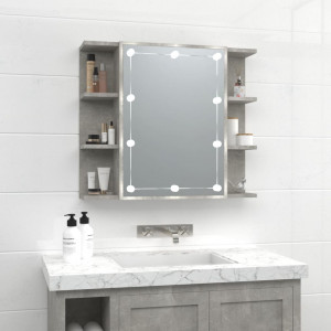 Mueble con espejo y luces LED gris hormigón 70x16.5x60 cm D