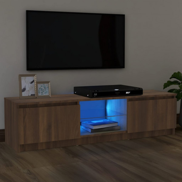 Mueble de TV con luces LED marrón roble 120x30x35.5 cm D