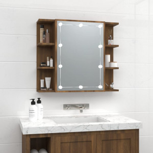 Armario espejo de baño con luz LED acrílico blanco 80x12x45 cm