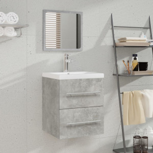 Mueble de baño con lavabo madera contrachapada gris hormigón D