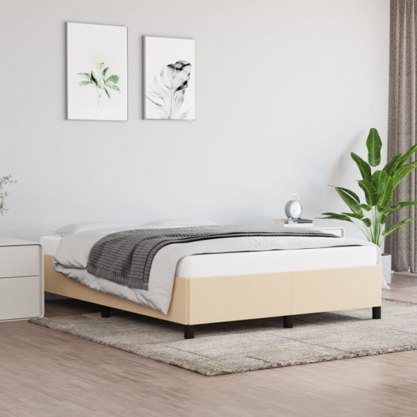 Estructura de cama de tela color crema 140x200 cm D