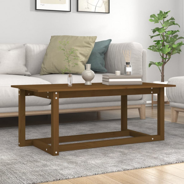 Mesa de centro madera maciza de pino marrón miel 110x55x45 cm D