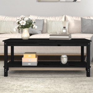 Mesa de centro de madera maciza de pino negro 110x55x45 cm D