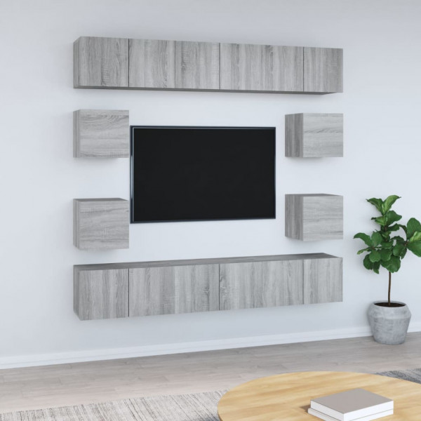 Set de muebles para TV 10 pzas madera contrachapada gris Sonoma D