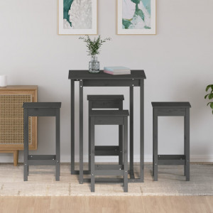Set mesa y sillas altas de cocina 3 piezas madera y acero - referencia  Mqm-284398