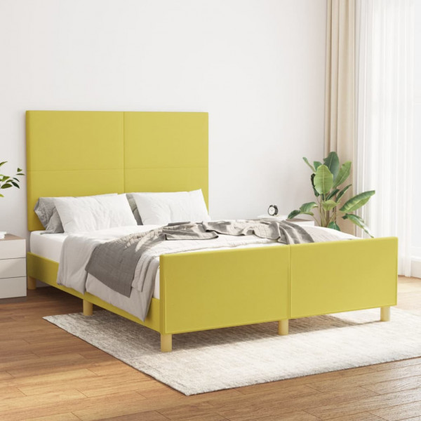 Estructura de cama con cabecero de tela verde 140x190 cm D