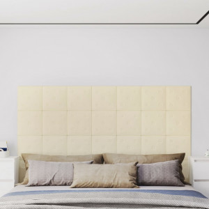Paneles de pared 12 uds cuero sintético crema 30x30 cm 1.08 m² D